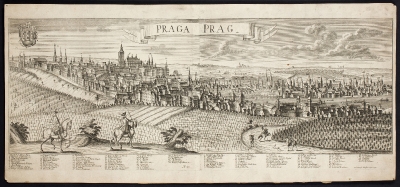 Pohled na Prahu z Petrina, mediryt, po 1740